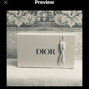 Dior White Embossed Box with Gold Logo w/ Ribbon & Tissue